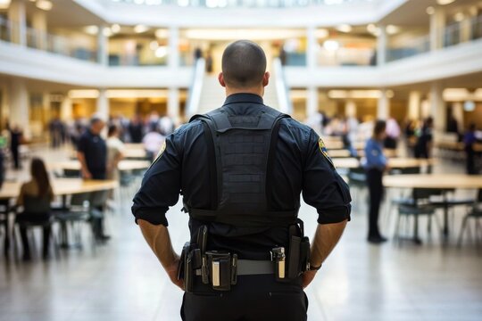 The vigilant security guard watches over educational institutions for safety. 