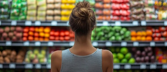The act of comparing ingredients while grocery shopping highlights consumer behavior trends. 