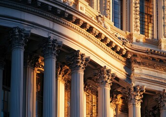 Obraz premium Viewing Architectural Columns and Facade Detail of Grand Government Building