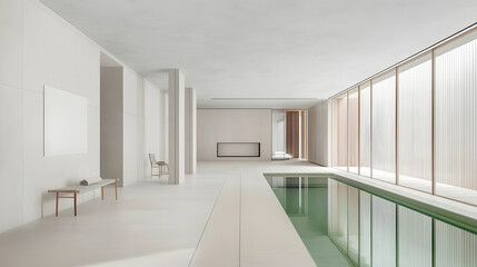 Obraz premium Modern Minimalist Interior With Swimming Pool