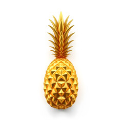 Obraz premium Gold pineapple isolated on white background. Minimal design art. 3d illustration. Generative AI