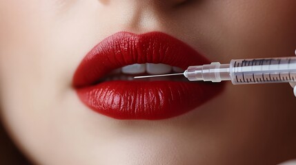 Woman receiving lip injection