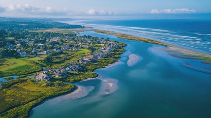 Coastal ecosystems, highlighting the beauty of shorelines, tidal pools, and the coastal flora and fauna that depend on the rhythm of the tides.
