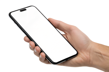 Hand Holding Smartphone with Blank Screen – Transparent PNG Clipart