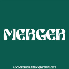 Modern sporty wide alphabet display font vector illustration