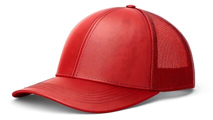 Fototapeta premium Stylish Red Mesh Baseball Cap for Men and Women, Perfect for Sports, Outdoor Activities, and Fashion Accessories