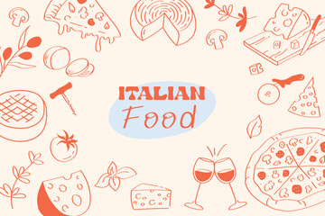 Italian Food Promotion Poster Design Suitable For Promotion Poster doodle