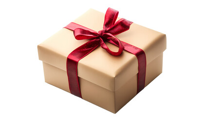 Obraz premium Gift paper box with red ribbon isolated on white