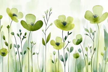 Elegant handwritten quote with floral illustrations on a soft sage green background promoting calmness and tranquility for a serene atmosphere