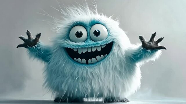 Cute and fluffy yeti with big eyes and a happy smile radiating cheerful charm and whimsical animation magic