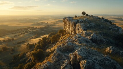 Obraz premium Sunrise over a Rocky Cliff