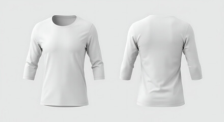 A t-shirt mockup, Photographs on both sides, white background.
