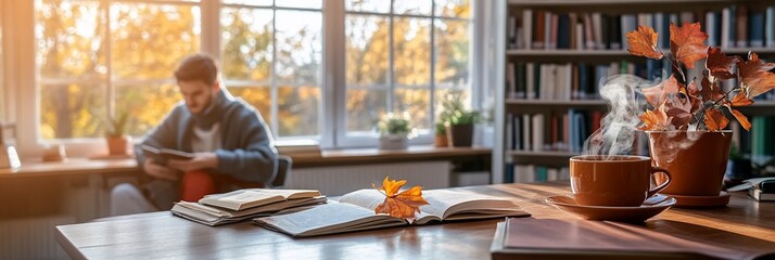 Person Working at Desk Near Window Calm Home Office Atmosphere