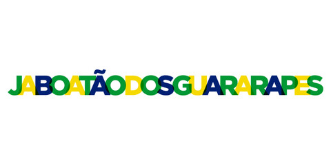 Jaboatao dos Guararapes in the Brasil emblem. The design features a geometric style, vector illustration with bold typography in a modern font. The graphic slogan lettering.