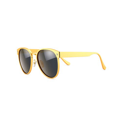 Gold shutter shade sunglasses isolated on white background. Trendy fashion style. Minimal design art. 3d illustration. Generative AI