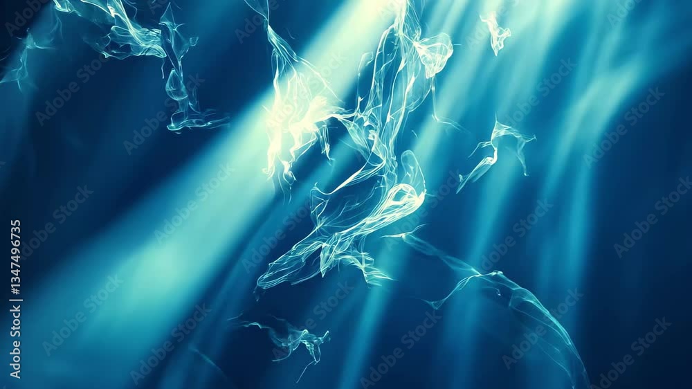Poster vibrant blue burst with ethereal light rays creating an abstract heavenly atmosphere, blue burst abs