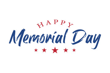 Happy Memorial Day lettering vector illustration, Hand drawn text with stars for memorial day in USA.