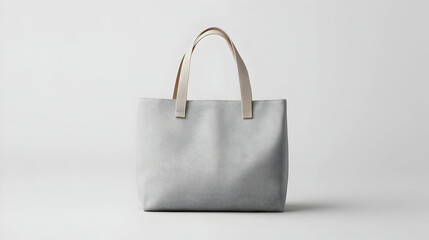 Silver Glitter Tote Bag On White Background With Leather Handles Isolated Studio Shot