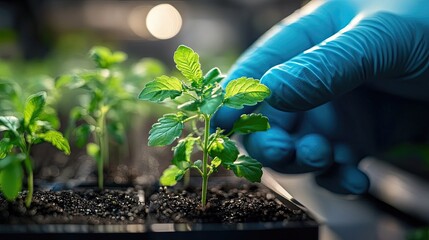 Crop genetics and modification through advanced biotechnology techniques, enhancing disease resistance, yield potential, and nutritional content for sustainable agriculture.
