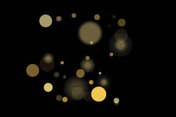 Golden glitter confetti in vintage style on a black background. Vintage retro. Surprise party decoration. Art design.