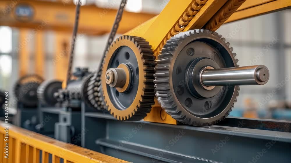 Aufkleber mechanical gears are rotating smoothly, transferring power and motion within a complex industrial ma