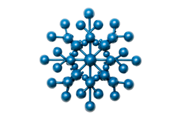 Blue geometric snowflake, modern winter design, cut out transparent

