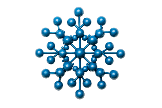 Blue geometric snowflake, modern winter design, cut out transparent

