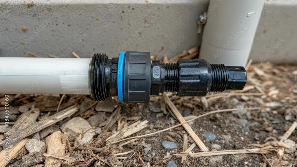 Poster close up view of a water pipe connector reveals professional plumbing work, ensuring a secure and le