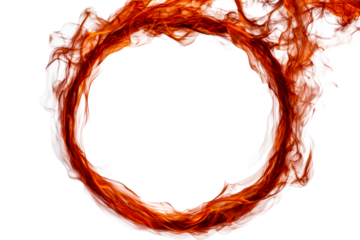 Fiery Abstract Circle Design with Burning Red Patterns, cut out transparent
