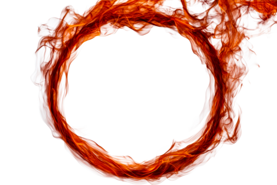 Fiery Abstract Circle Design with Burning Red Patterns, cut out transparent