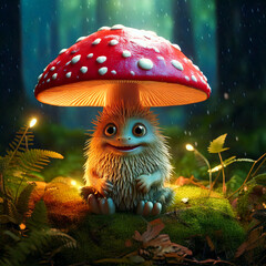 süßes Monster unter Pilz 