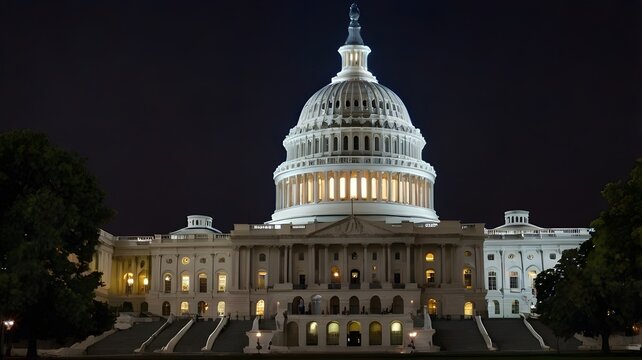 Fototapeta united states capitol building at night
