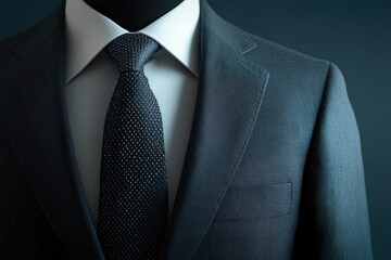 Elegant Gray Suit with White Shirt and Black Tie Fashion Detail