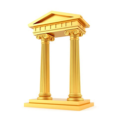Golden ancient Greek column isolated on white background. Trendy fashion style. Minimal design art. 3d illustration. Generative AI