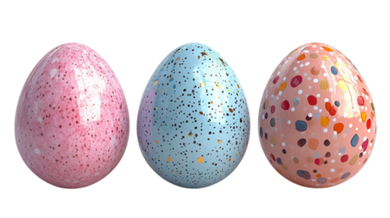 Painted Easter Eggs on a Transparent Background 