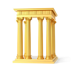 Obraz premium Golden ancient Greek column isolated on white background. Trendy fashion style. Minimal design art. 3d illustration. Generative AI