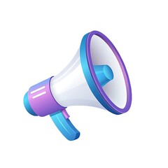 A vibrant megaphone announces exciting news, a cheerful call to action, with smooth 3D design and pastel colors.
