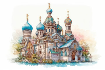 Obraz premium a fairy-tale temple with traditional Russian architecture. 