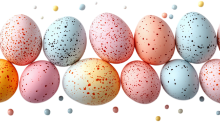 Painted Easter Eggs on a Transparent Background 