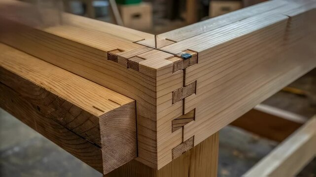 Professional woodworker carefully creating precise finger joints, demonstrating intricate wood joinery techniques in detailed craftsmanship process