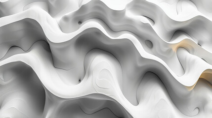 Fototapeta premium Abstract Gray and White Wavy Forms Surface Texture Background Design