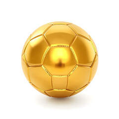 Fototapeta premium Golden soccer ball isolated on white background. Football sport game ball. 3d illustration.Generative AI