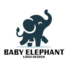 Baby Elephant Vector Logo Design