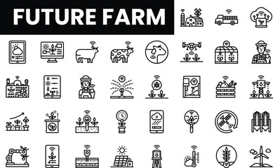 Innovative symbols illustrating the concept of future farming technologies.