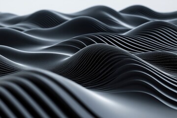 Naklejka premium Abstract Black Waves Pattern Illustration with Smooth Light and Shadow