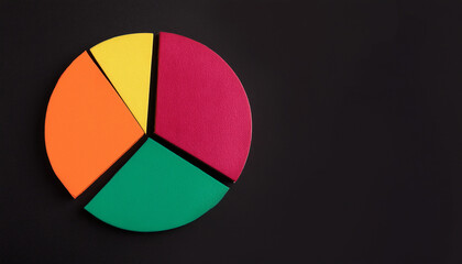 Fototapeta premium Top view pie chart with 4 segments, perfect for visual data representation and infographic use.