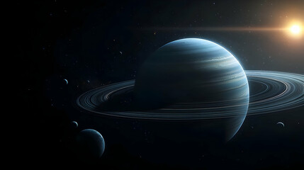 Pixelated Planet With Rings In Space