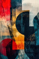 Fototapeta premium Abstract Expressionism Art with Circles and Squares Modern Artwork Design