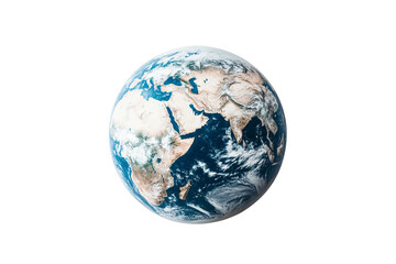 Planet Earth View with Detailed Continents and Oceans, cut out transparent