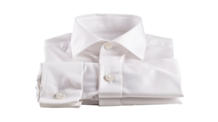 Folded white dress shirt isolated on transparent background